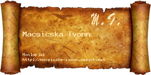 Macsicska Ivonn névjegykártya